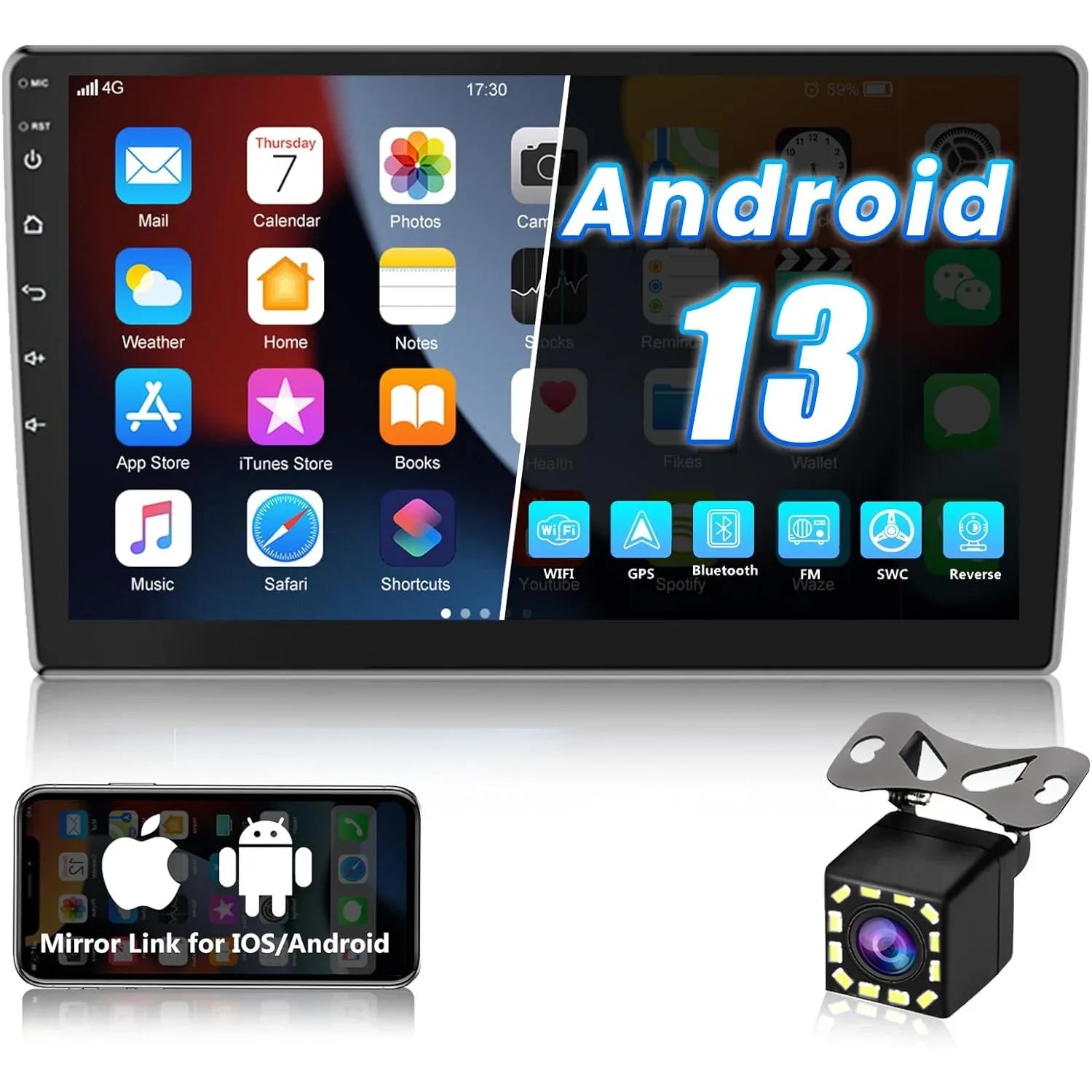 Android 13 10‑Inch Car Radio with GPS Navigation, Bluetooth & Dual USB - Gomix Brands Outlet